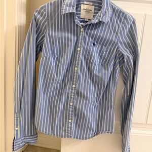 Y2K Abercrombie & Fitch Light Blue Striped Shirt